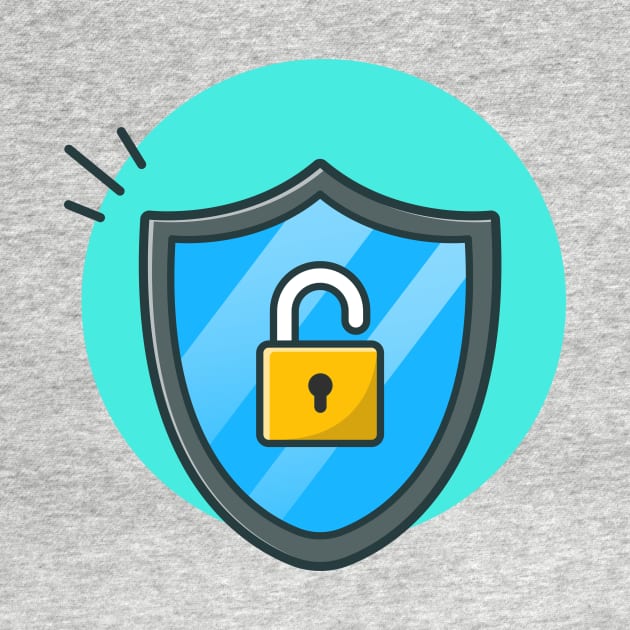 Security shield with padlock cartoon by Catalyst Labs